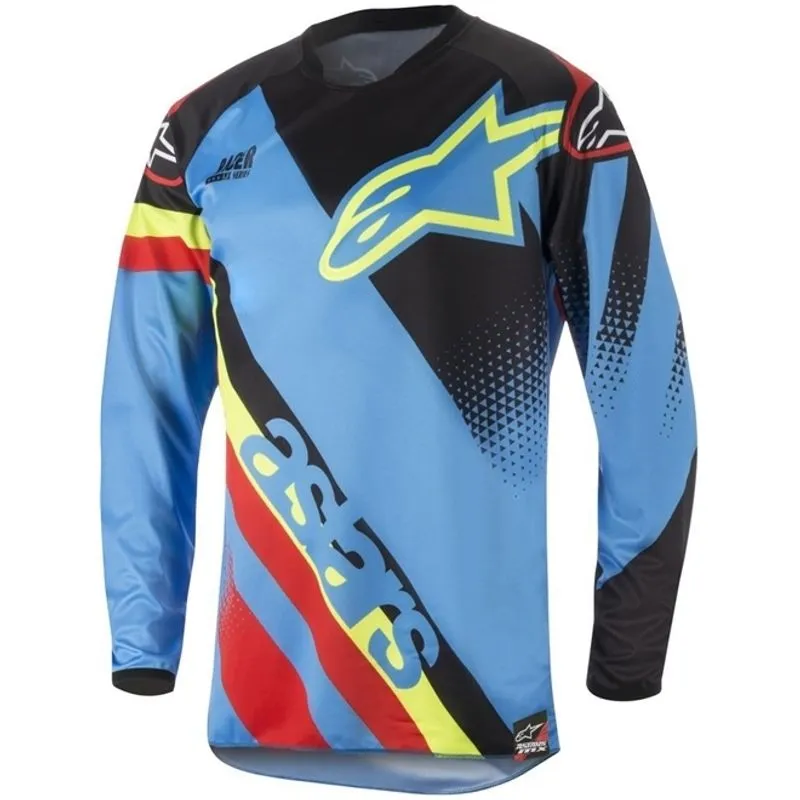 Camisa Alpinestars Racer Supermatic 2018 Azul Aqua/preta/vermelha