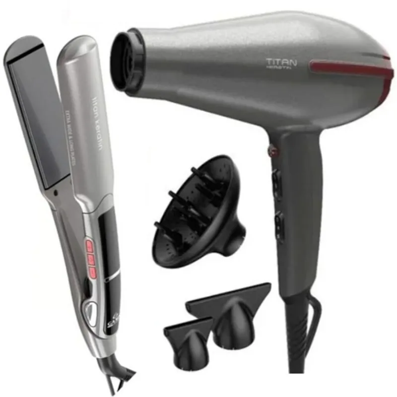 Combo GAMA Titan Keratin Plancha X-wide mas Secadora Titan Keratin