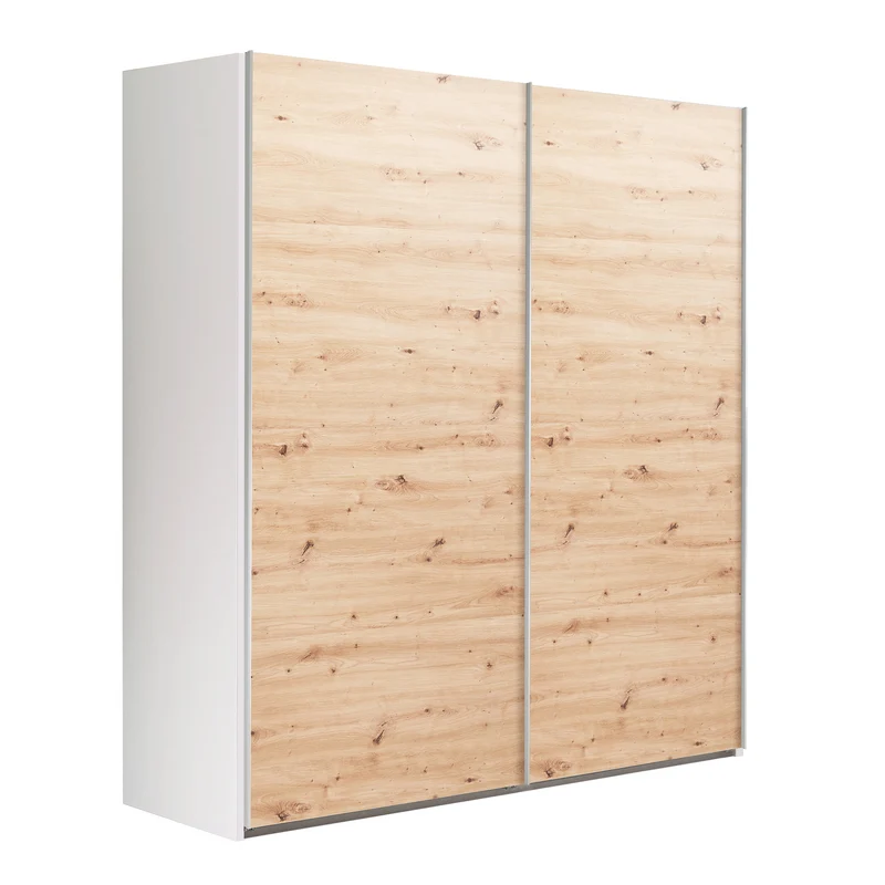 Armadio in legno con 2 ante scorrevoli bianco e rovere "Made in Italy" 200 x h 223 cm
