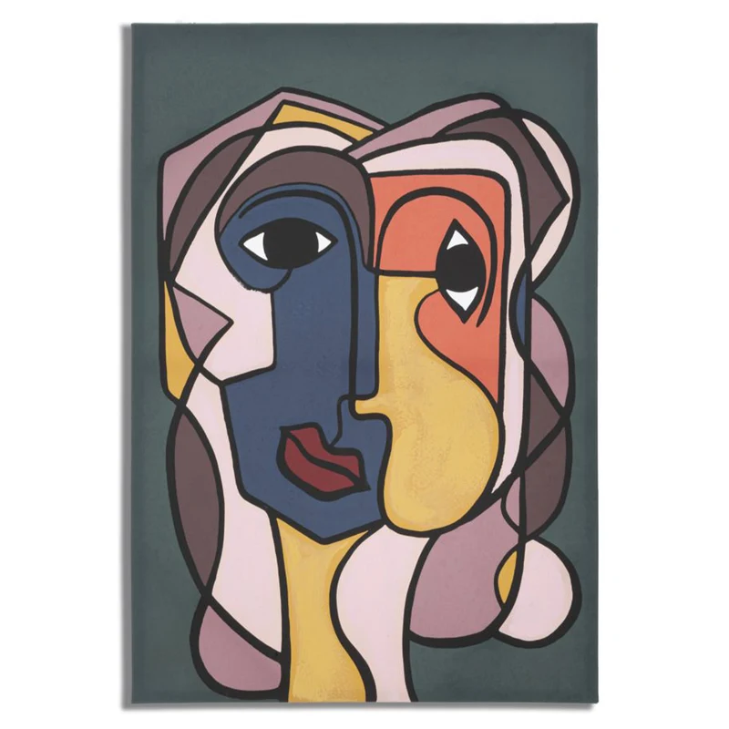 Stampa su tela volti stile cubismo con telaio in legno per decorazioni ambienti Doppia faccia