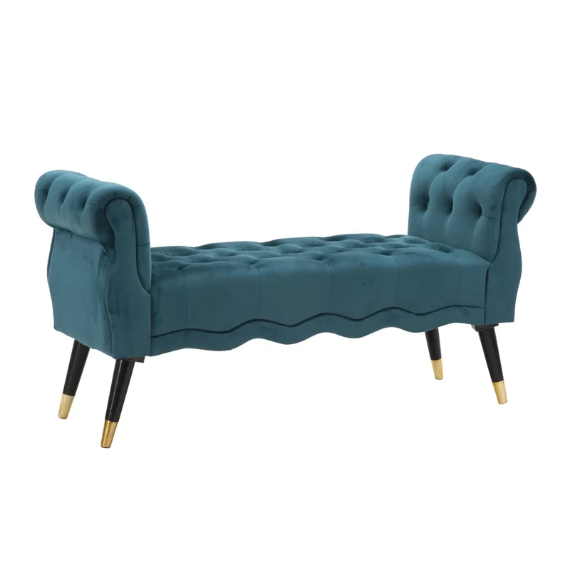 Panchetta "Paris" in poliestere gambe in legno colore nero per interni Ottanio