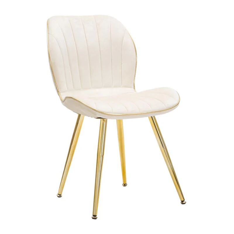 Sedia "Paris" in velluto con gambe in metallo color oro per interni Crema / Set da 2