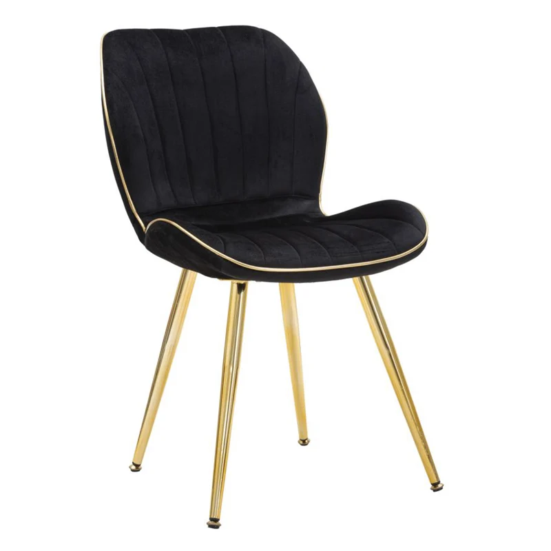 Sedia "Paris" in velluto con gambe in metallo color oro per interni Nero / Set da 2