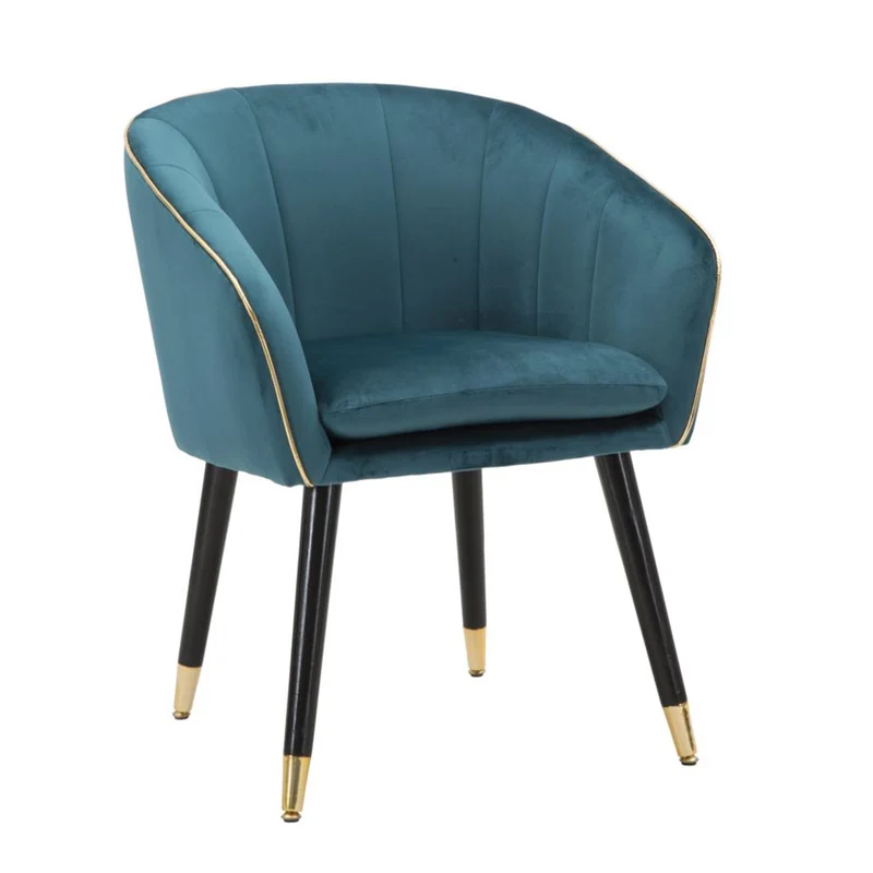 Poltrona "Paris" in poliestere gambe in metallo color nero e oro per interni Ottanio
