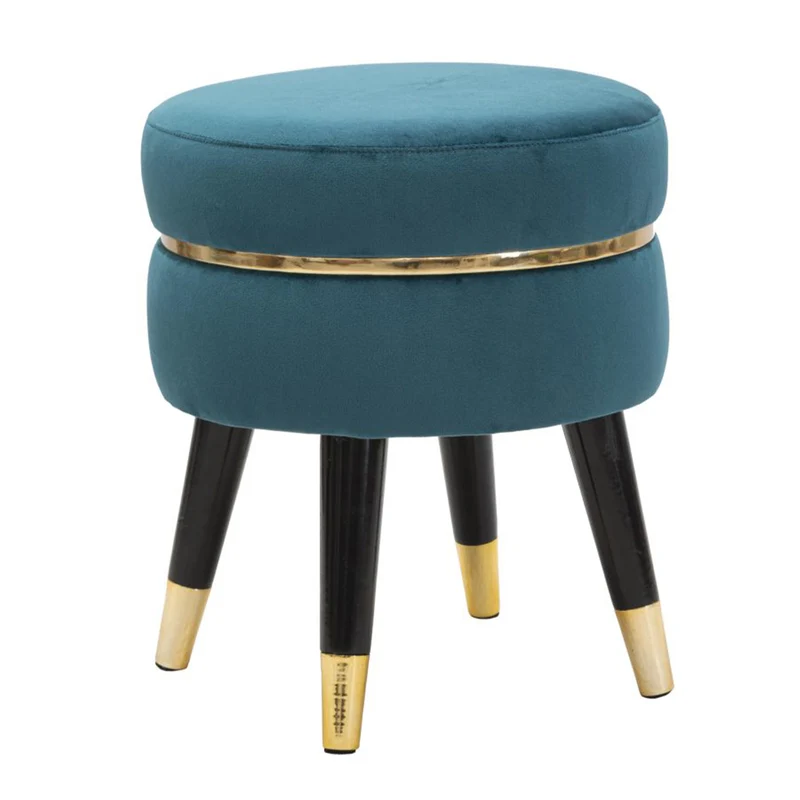Sgabello "Paris" in poliestere gambe in legno colore nero per interni Ottanio/Oro