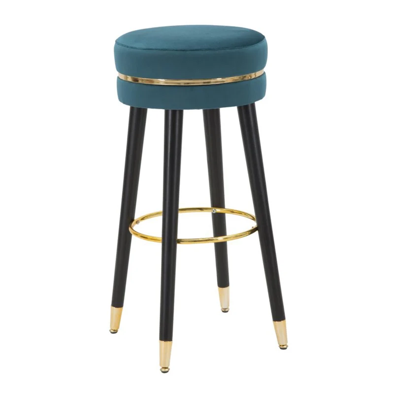 Sgabello da bar "Paris" in poliestere gambe in legno colore nero per interni Ottanio/Oro