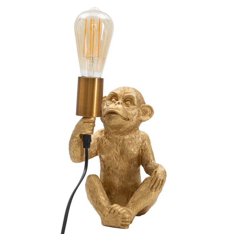 Lampada da tavolo "Scimmia" struttura in poliresina color oro per interni