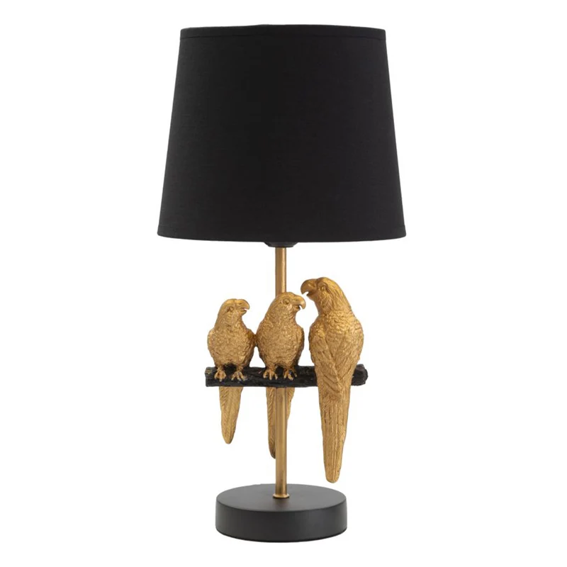 Lampada "Pappagallo" struttura in metallo color oro e poliestere per interni Da comodino