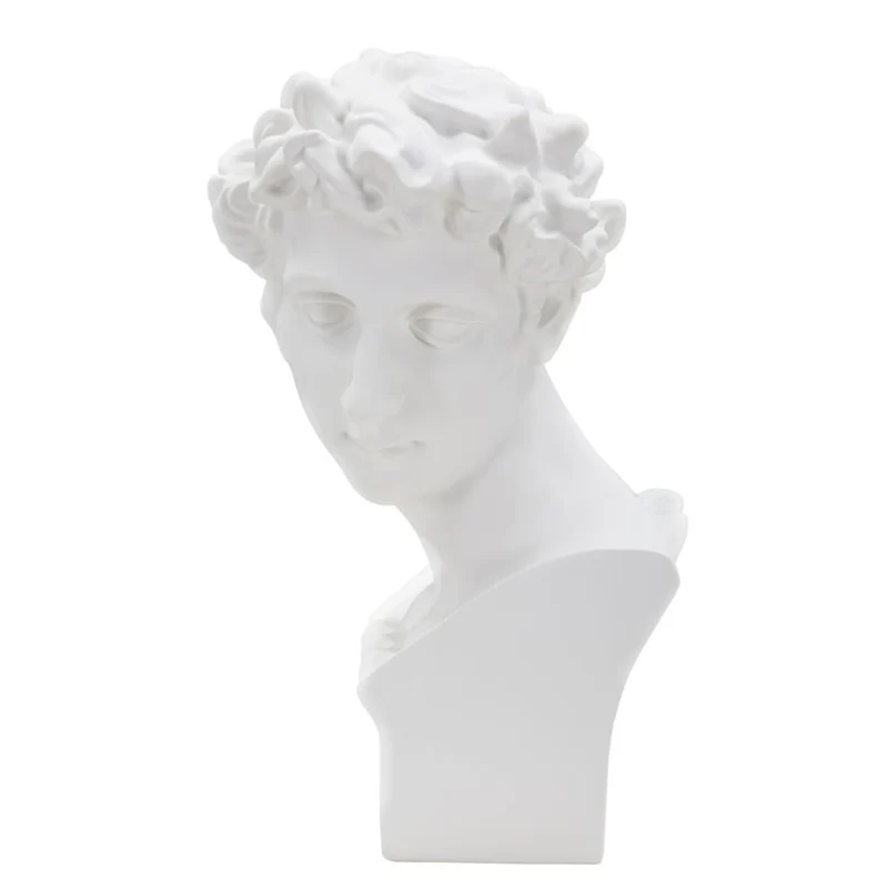 Scultura uomo romano in poliresina colore bianco per decorazioni ambienti Giovane