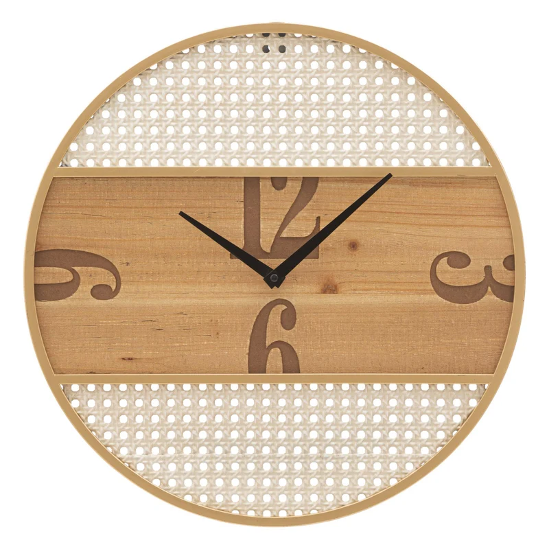 Orologio da parete con motivi decorativi in ferro e legno MDF per salotto e cucina