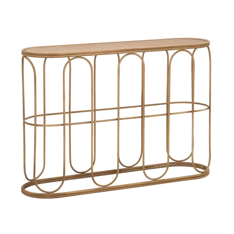 Console "Samui" struttura in metallo e rattan per interni
