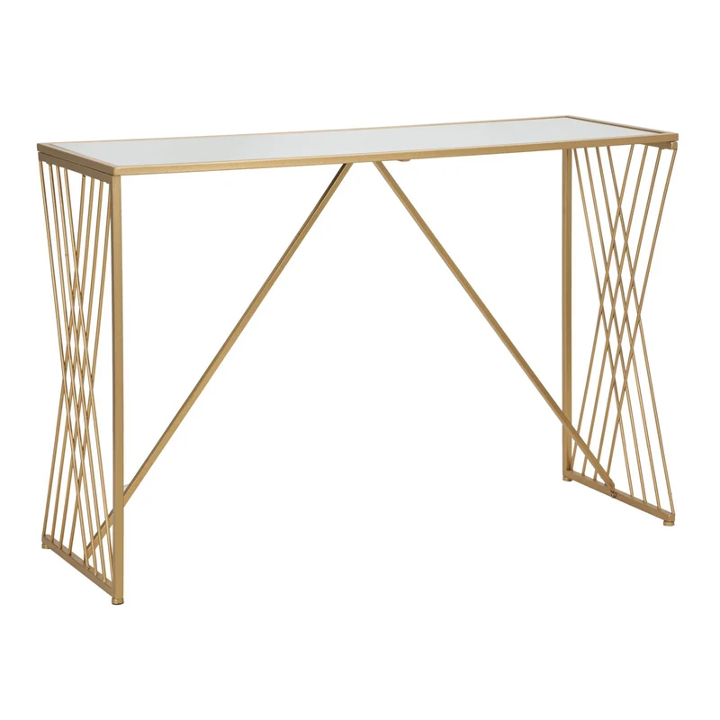 Console struttura in metallo e legno MDF con ripiano in vetro per interni