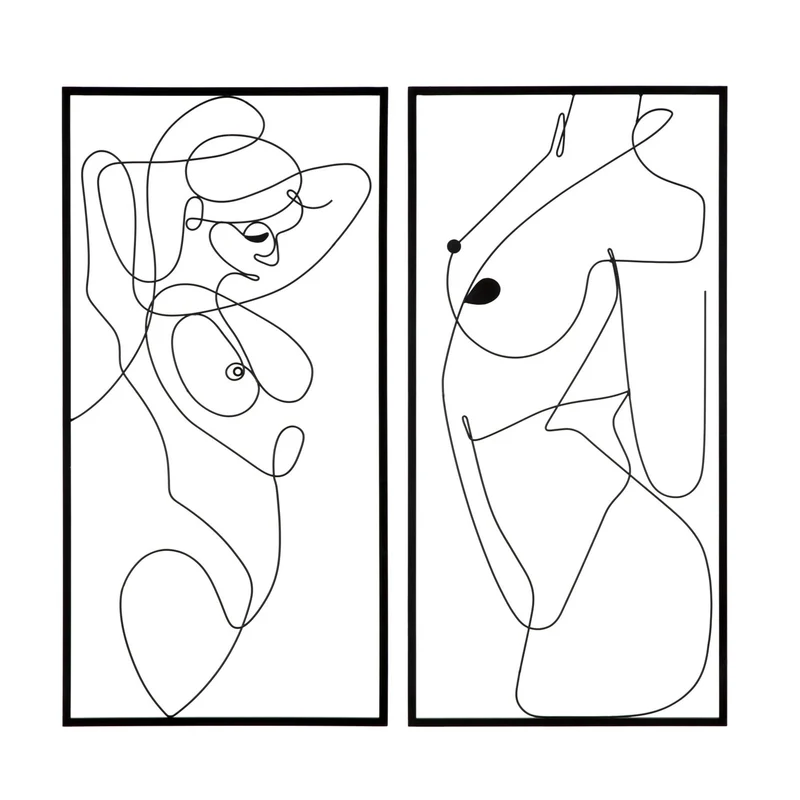 Pannello decorativo corpo donna in ferro per decorazioni ambienti set da 2