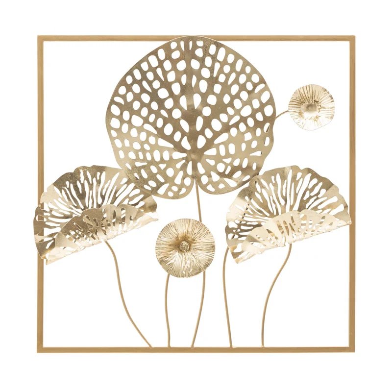Pannello decorativo fiori in ferro color oro per decorazioni ambienti