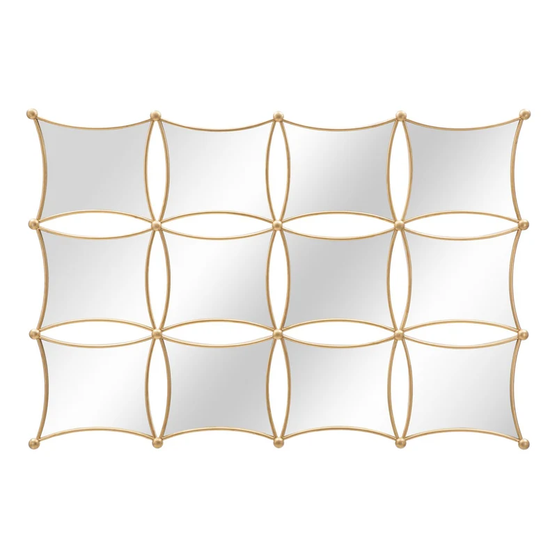 Composizione specchi da parete cornice in ferro color oro per salotti e camere da letto 133 x 90 cm
