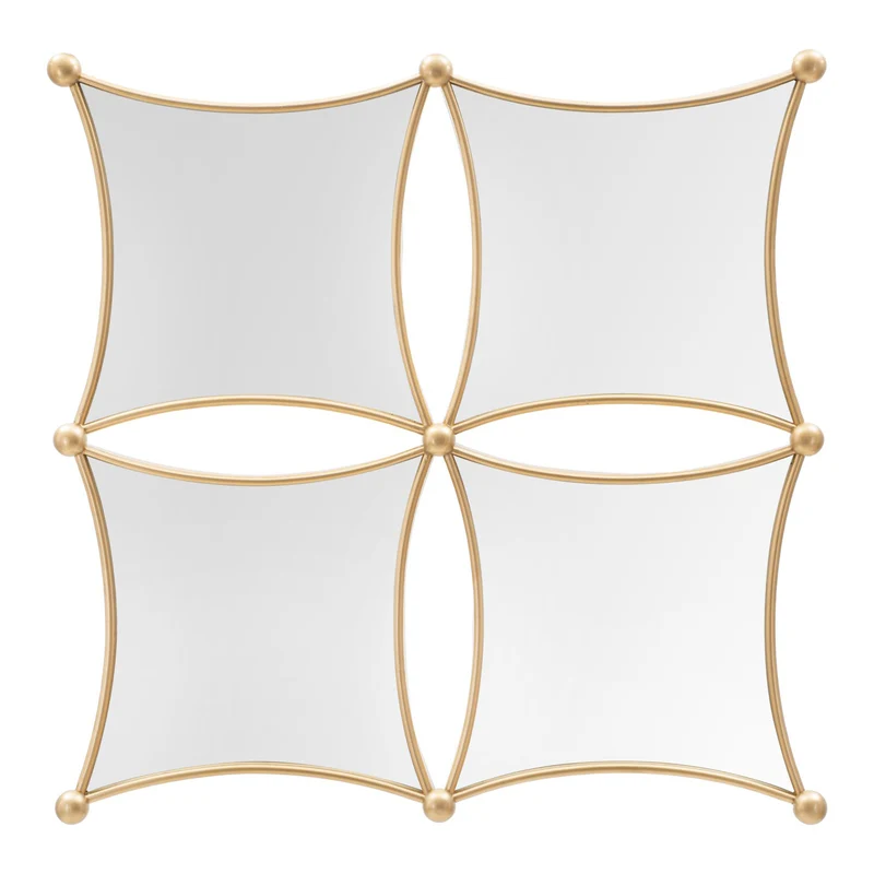 Composizione specchi da parete cornice in ferro color oro per salotti e camere da letto 68 x 68 cm