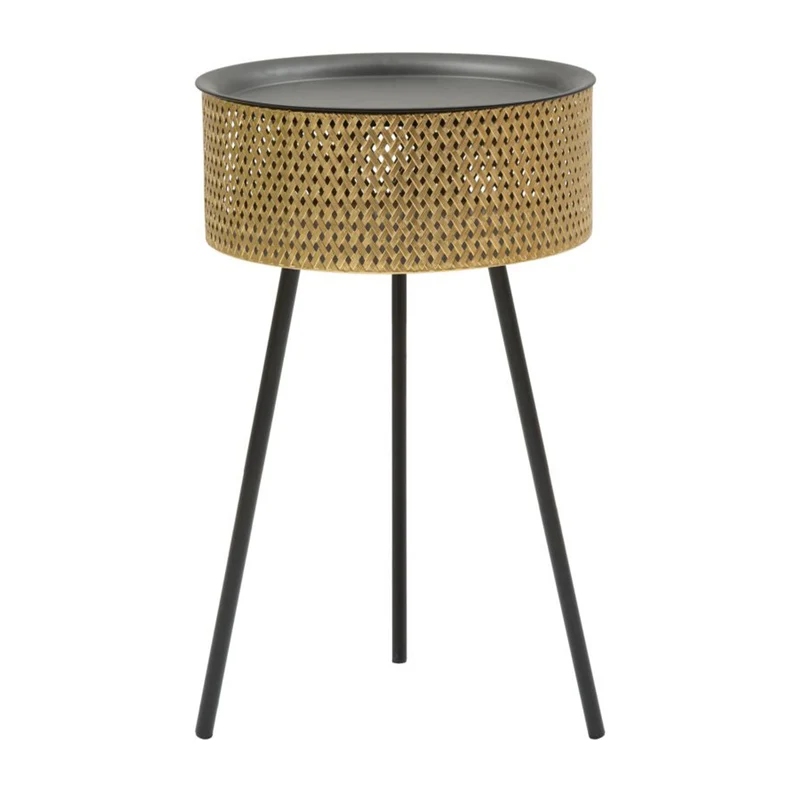 Tavolinetto "Glovy" struttura in metallo con gambe color nero per interni Ø 35 x 50 cm
