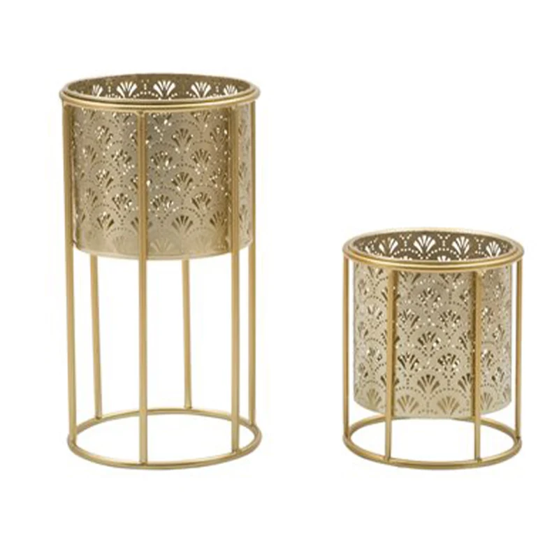 Tavolinetti coppia struttura in metallo color oro con supporto per interni set da 2 Small
