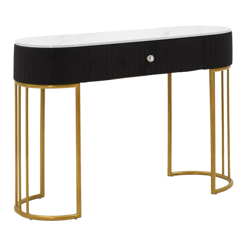 Console "Montpellier" struttura in metallo e legno ripiano in marmo per interni Nero