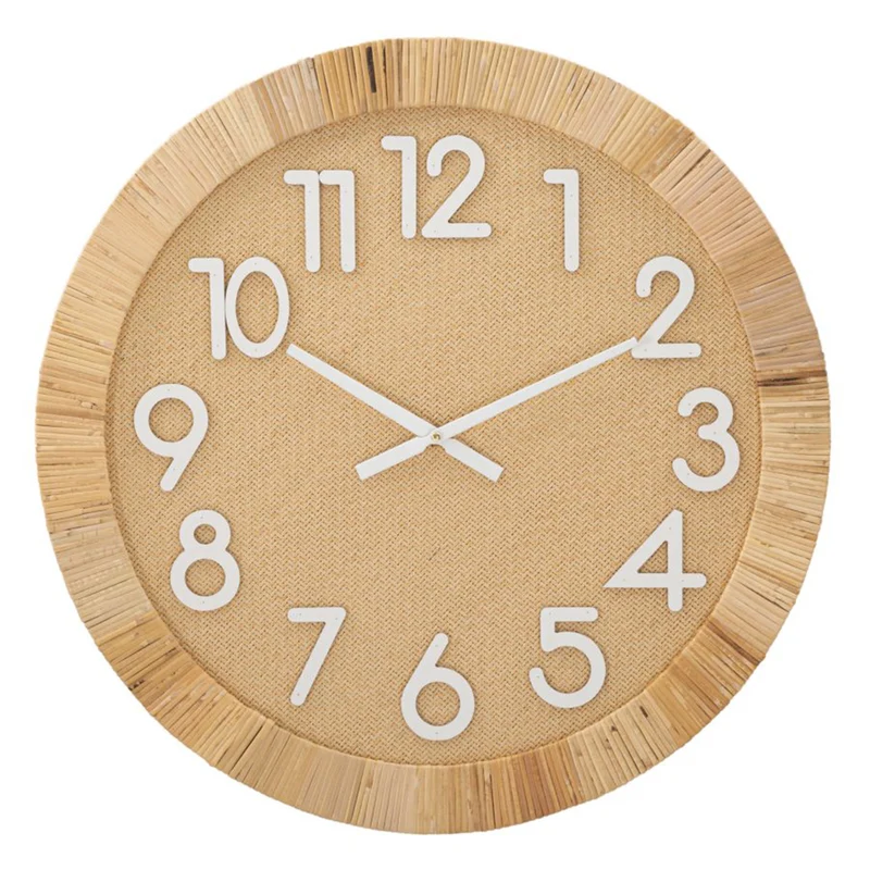 Orologio da parete Plus in rattan e legno MDF per salotto e cucina