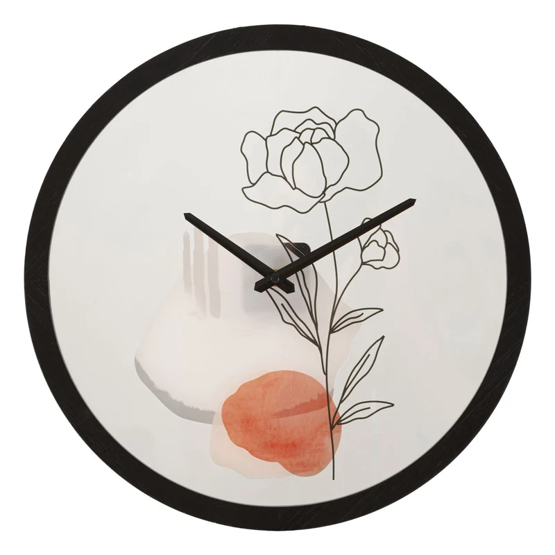 Orologio da parete con rose struttura in ferro e vetro per salotto e cucina 1 rosa