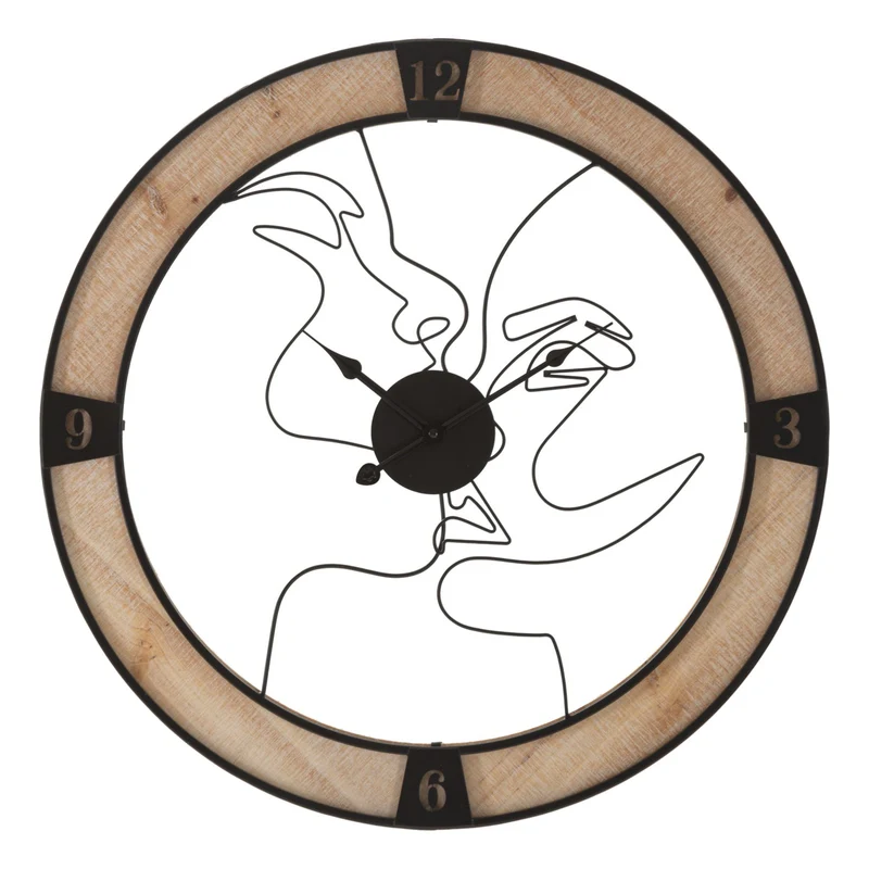 Orologio da parete coppia in ferro e legno per salotto e cucina