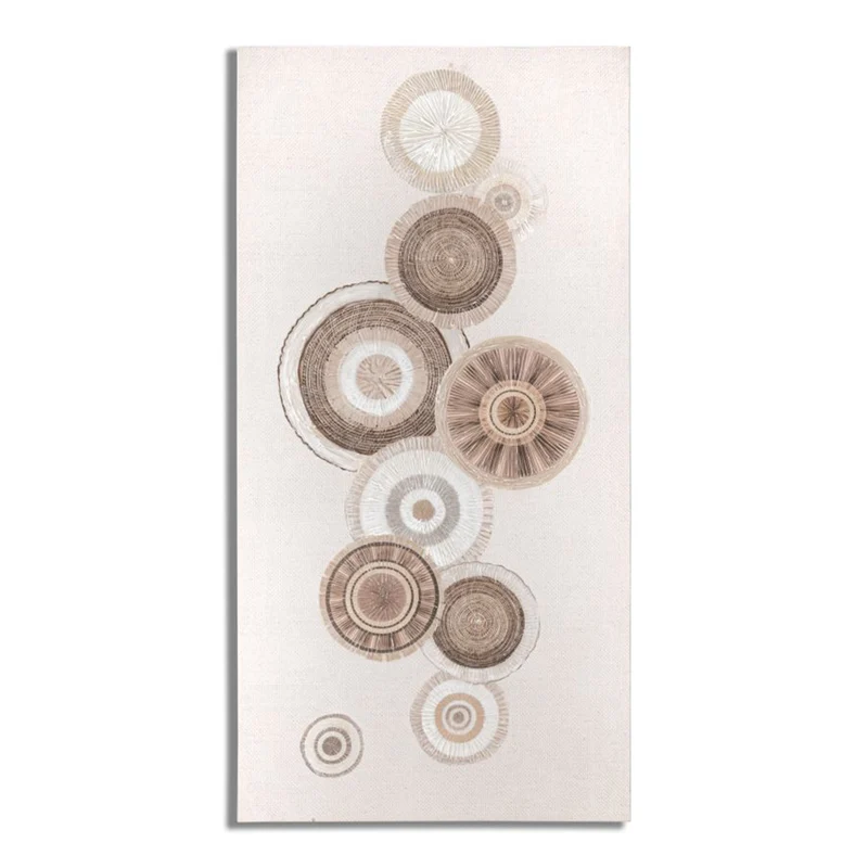 Dipinto su tela Circly con inserti e telaio in legno per decorazioni ambienti Cerchi Pieni