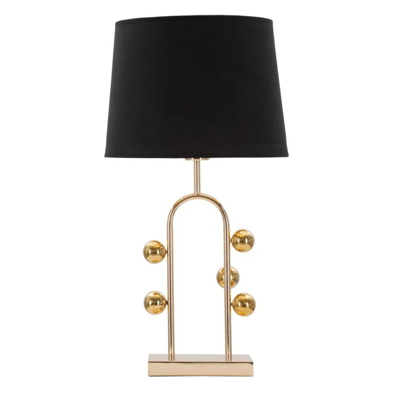 Lampada da tavolo "Bubble" struttura in metallo color oro e tessuto per interni