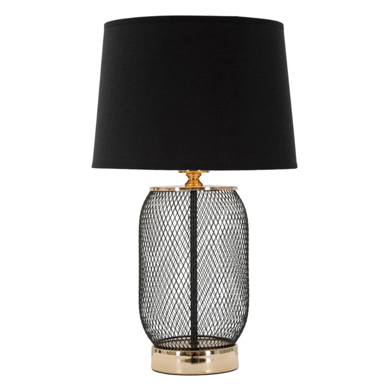 Lampada da tavolo "Chaine" struttura in metallo colore nero e tessuto per interni Ø 28 x 47 cm