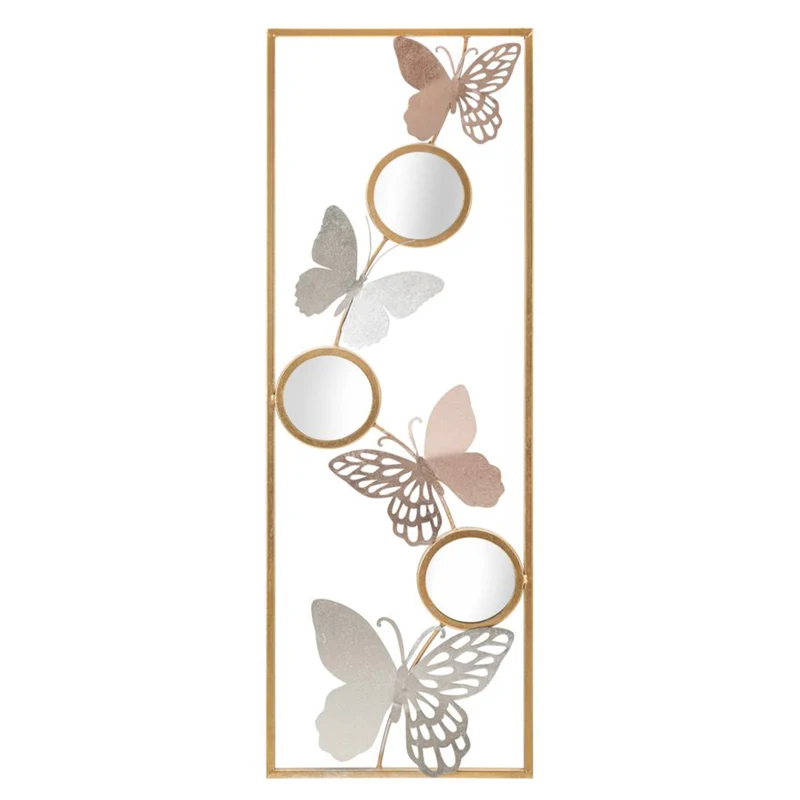 Pannello decorativo con specchi e farfalle in ferro per decorazioni ambienti Sinistra