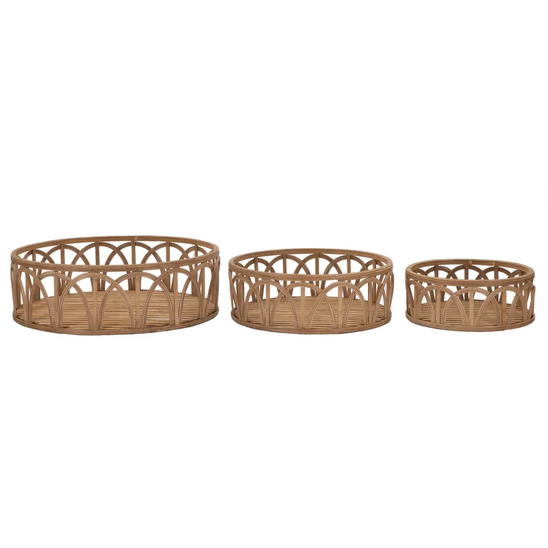 Svuota tasche cestini in rattan colore naturale per interni set da 3