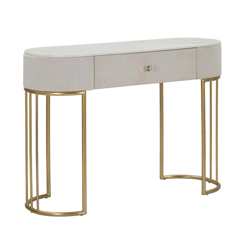 Console "Montpellier" struttura in metallo e legno ripiano in marmo per interni Crema