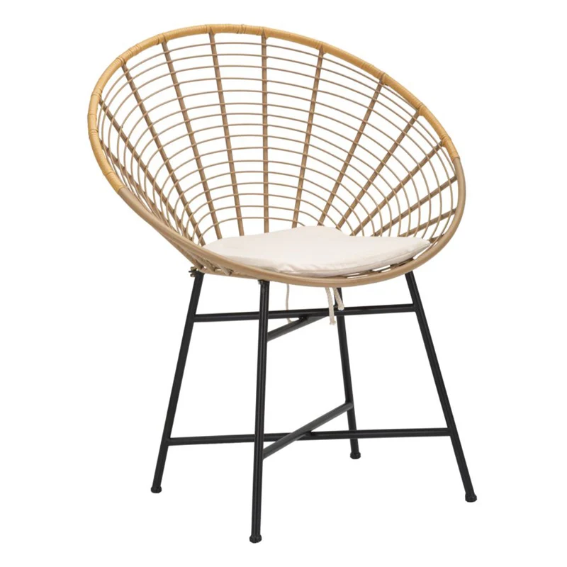 Sedia "Panama" in rattan gambe in metallo con cuscino per interni 1 pezzo