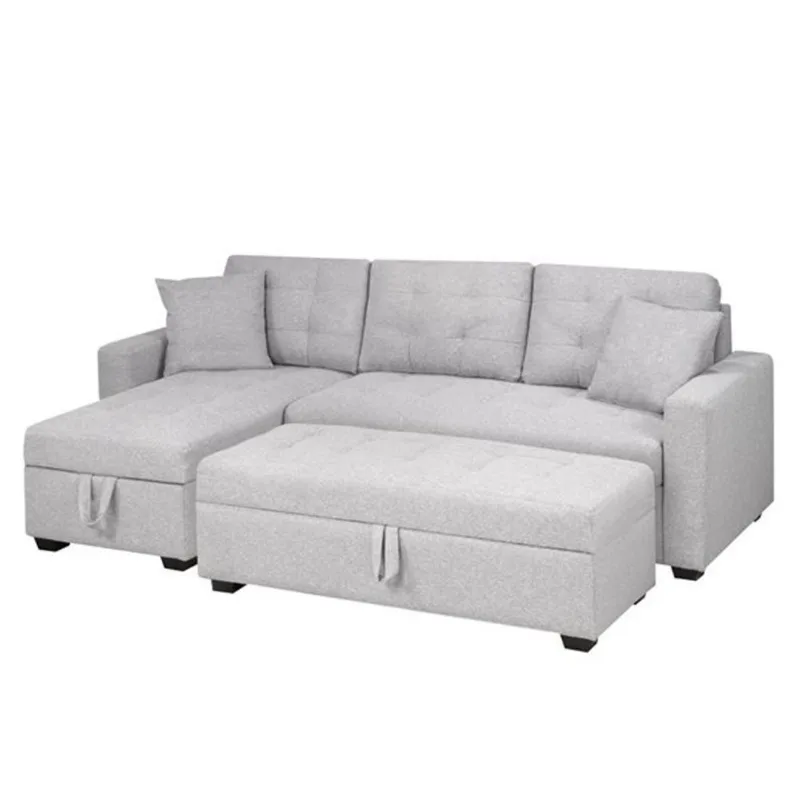 Brassex Amanda Modern Grey sectional with Ottoman