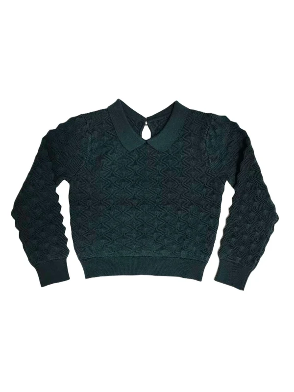 COTTIER EMERALD TEXTURED KNIT COLLAR SWEATER 6