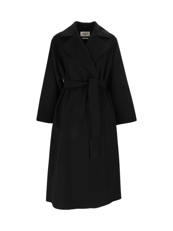 Max Mara Black Operoso Belted Wrap Coat IT 40