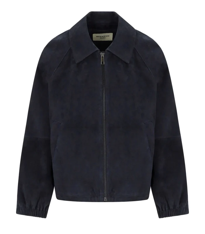 Max Mara Weekend Zuppa Blue Suede Jacket 42