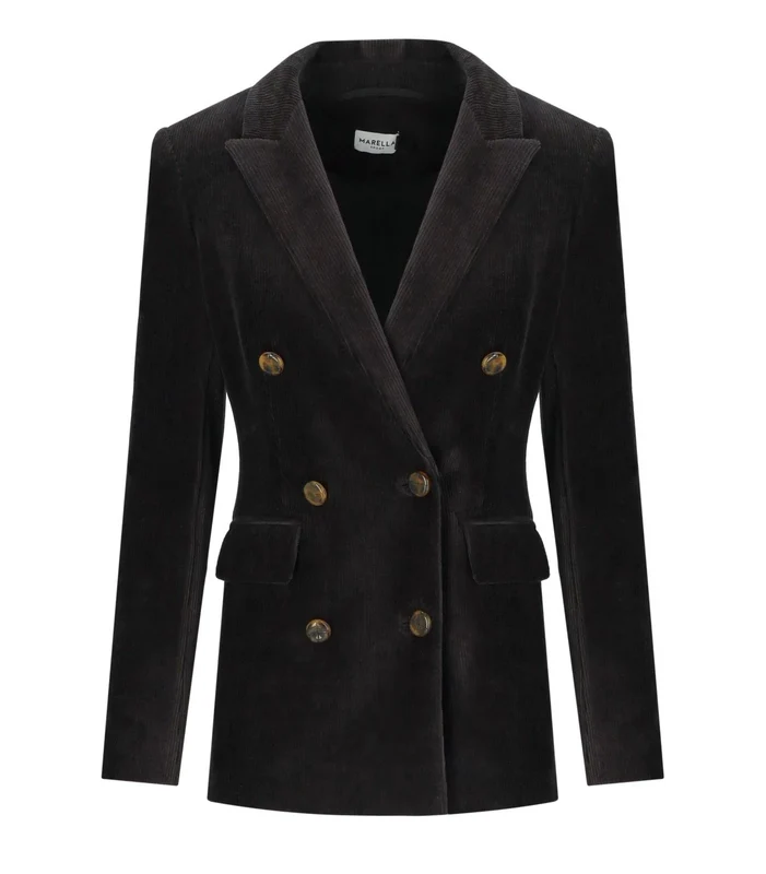Marella Rum Grey Velvet Blazer 42