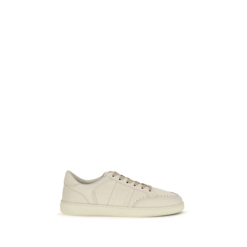 Ferragamo Beige Nubuc Leather Low Top Sneakers EU41.5/US8.5