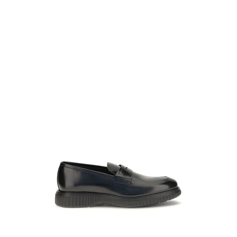 Ferragamo Black Calf Leather Bos Taurus Slip-On Loafers EU41/US8