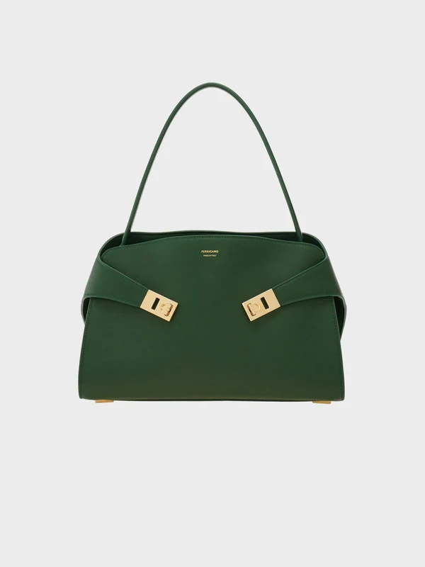 Ferragamo - Women's Hug Soft Bicolor Shoulder Bag Dark Green / osz