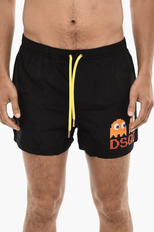 1500~Boxer Swim Trunks PACMAN Printed With Drawstring 46