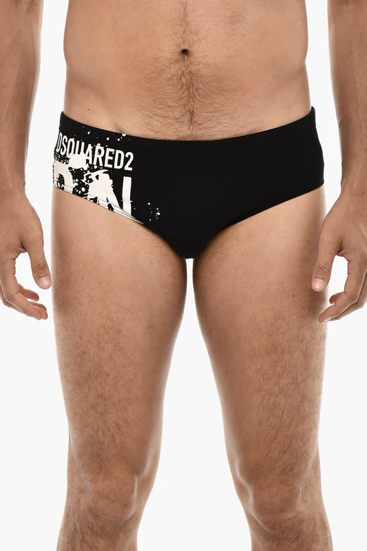 1500~Swim Briefs with Logo Print 42