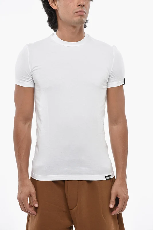 0405~Cotton Crewneck T-Shirt With Logo Embroidery Xxl