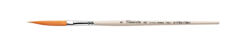 PINCEL EXTRA LONGO ADAGA SERIE 897 TINTORETTO (AMBRA SINTETICO) N 6