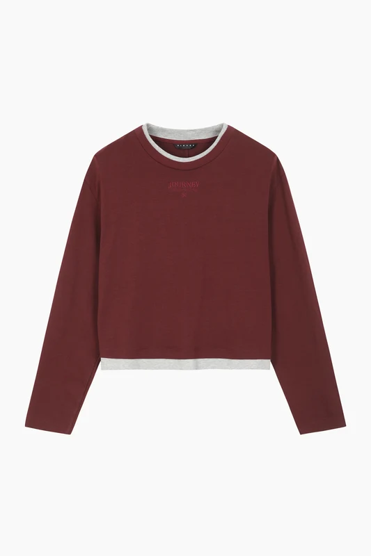 T-shirt con contrasto e ricamo 42