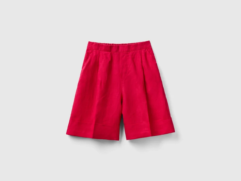 Pantaloni corti modello bermuda in puro lino XL
