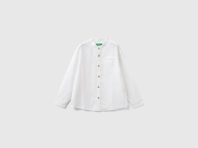 Camicia alla coreana in misto lino S