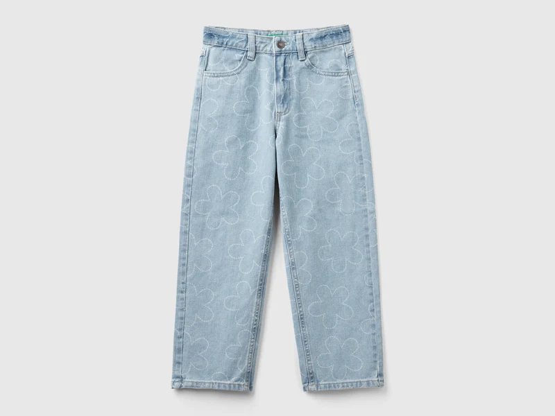 Jeans straight fit con fiori EL