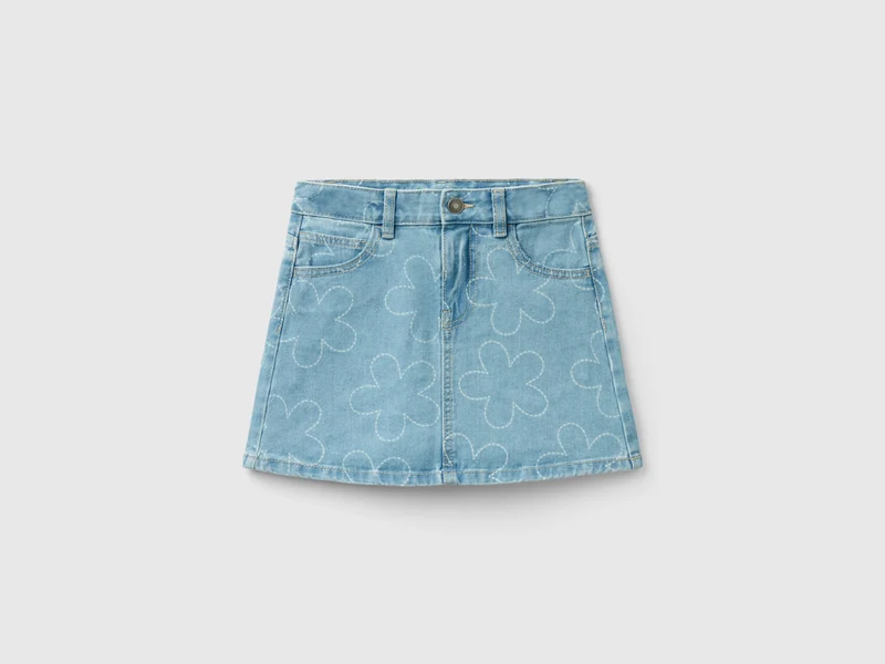 Minigonna di jeans con fiori M